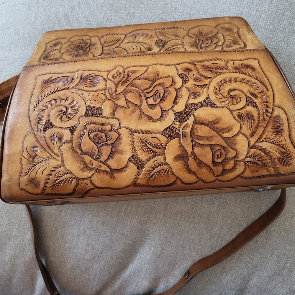 Vintage Handtooled Floral Leather Bag